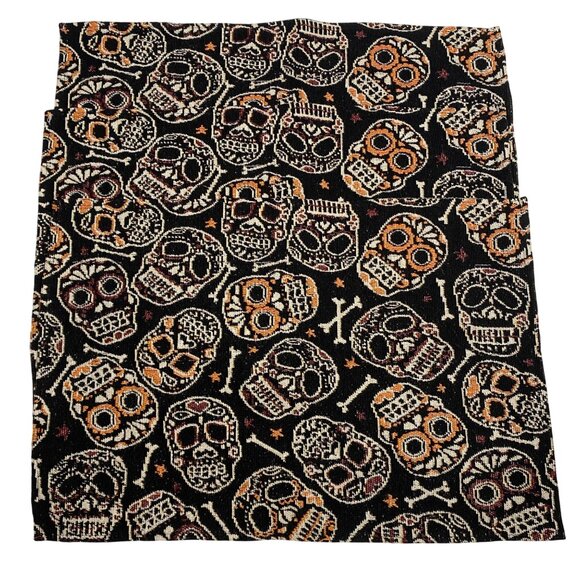 Sugar Skull Tapestry Placemats 13"x18" Halloween Day Of The Dead Decor set of 3 - Picture 1 of 6